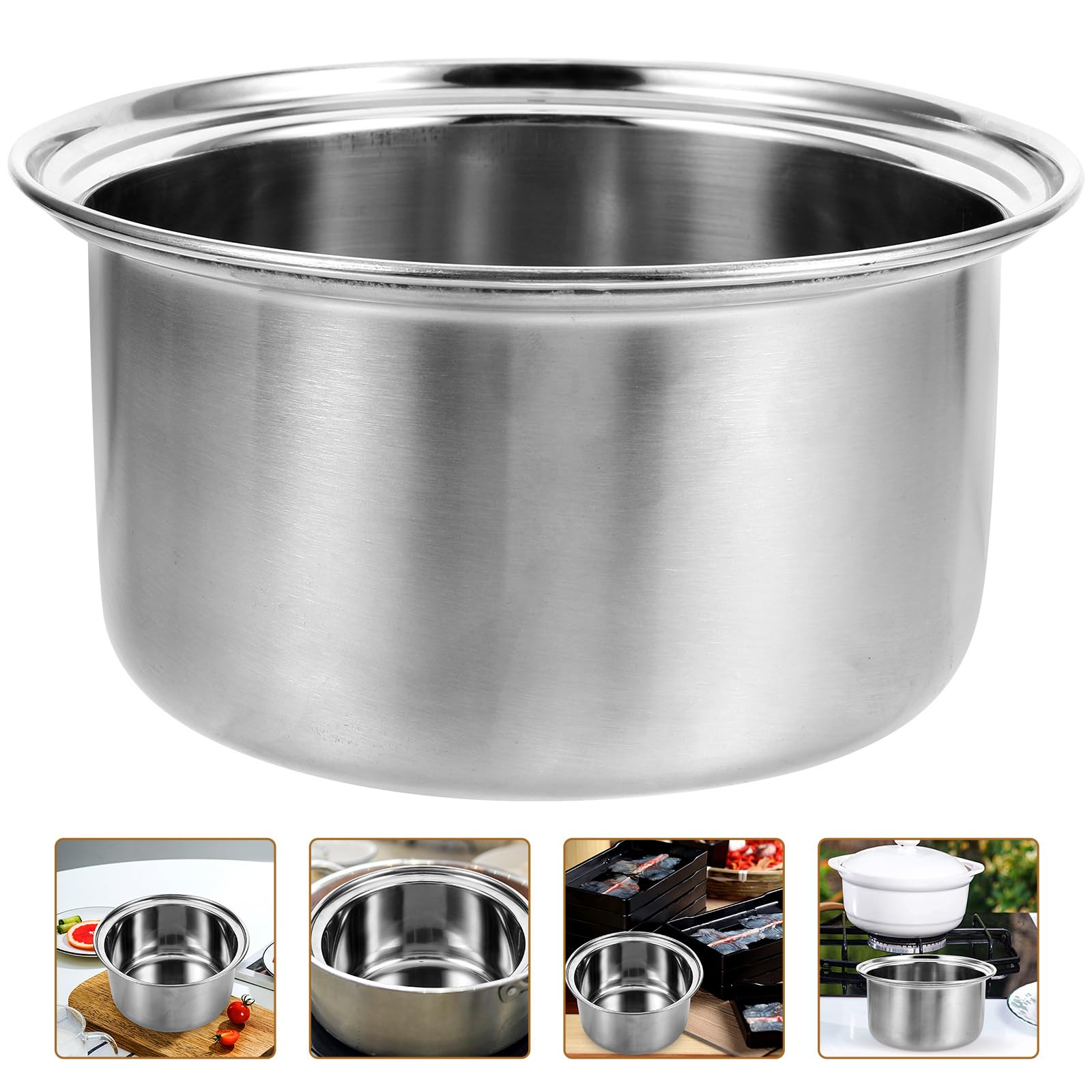 UKCOCO Rice Cooker Liner, Stainless Cookware Instant Nonstick Cooking Pan Inner Tank Soup Pot Insert Container for Stove Top