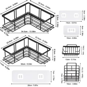 Sikaiqi Corner Shower Caddy, 4 Pack Adhesive Bathroom Accessories, Storage Stainless Shower Organizer Shelf with Hooks, No Drilling Shower Shelves for Bathroom, Dorm and Kitchen