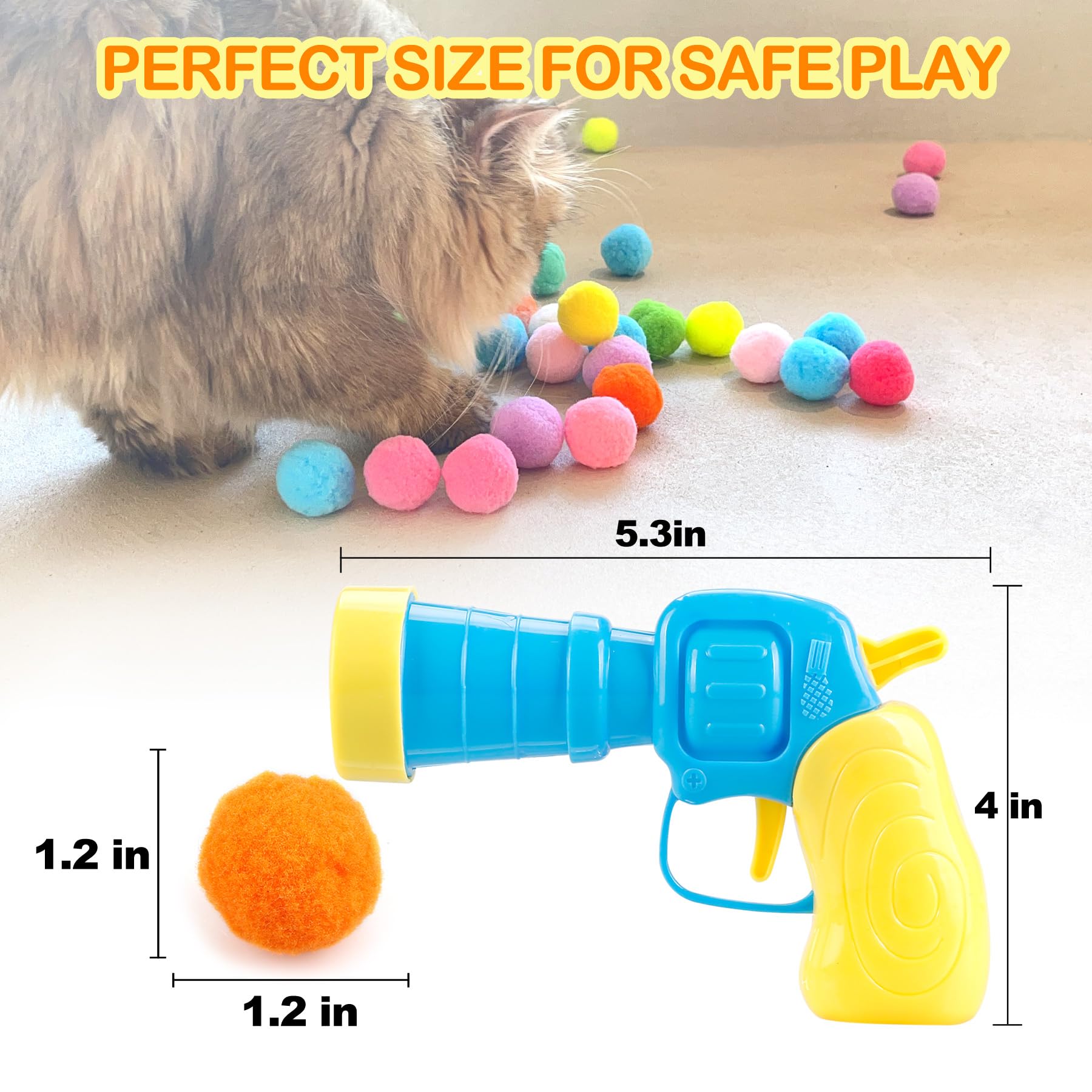 31Pcs Cat Ball Toy Launcher Gun, Cat Balls Fetch Toy, 30Pcs Plush Fuzzy Balls Launcher Cat Toy for Cats with 1 Gun, Funny Interactive Cat Toys for Bored Indoor Adult Cats, Cute Kitten Kitty Toys