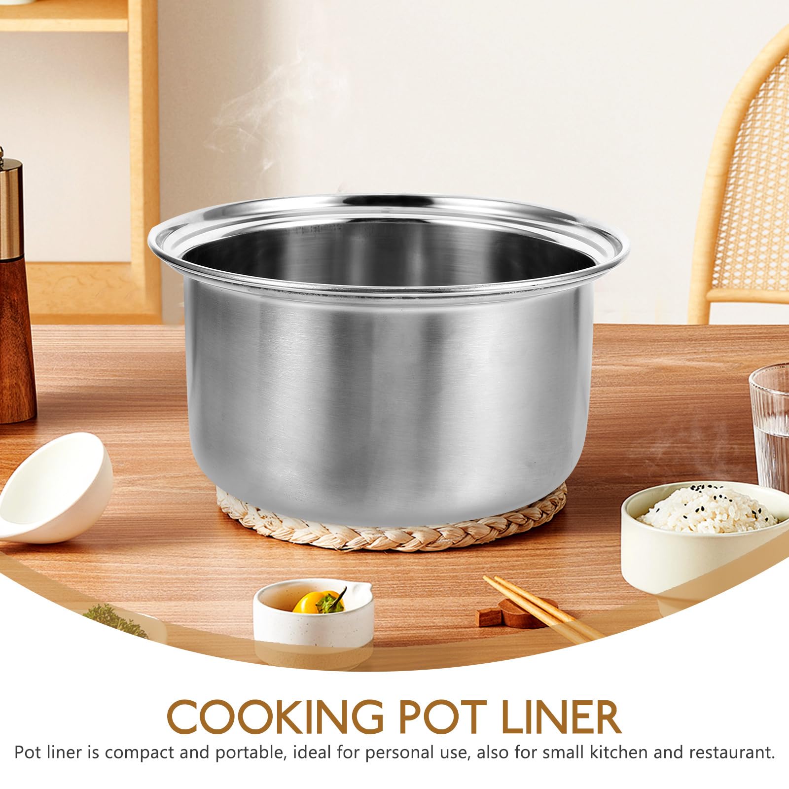 UKCOCO Rice Cooker Liner, Stainless Cookware Instant Nonstick Cooking Pan Inner Tank Soup Pot Insert Container for Stove Top