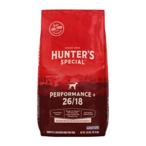 hunters special performance plus dog food 26/18 - focused nutrition for active adult dogs, 40 lbs.