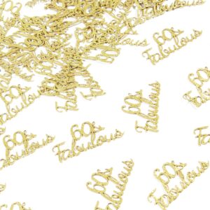 Happy 60th Birthday Confetti Glittery 60&fabulous Birthday Decorations Gold Table Scatters for Wedding Anniversary Decor Supplies 100PCS