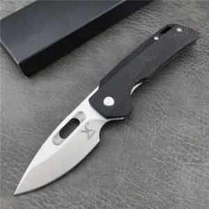 2.56'' D2 Steel Blade Linen Handle with Clip Mini Folding Pocket Knife,Camping Portable EDC Tool,Outdoor Survival Knives,Christmas Gift for Men (Black Handle)