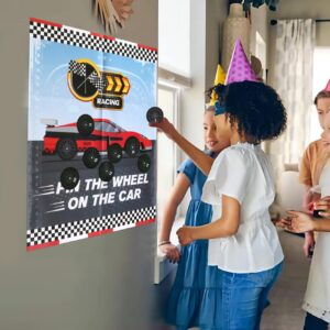 PARTYLOUD Cars Party Games, Pin The Wheel On The Car, Cars Monster Truck Party Birthday Party Fun Games Supplies Decorations Decor for Families Adult Groups