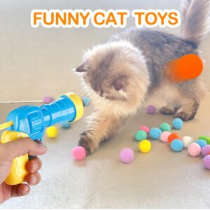 31Pcs Cat Ball Toy Launcher Gun, Cat Balls Fetch Toy, 30Pcs Plush Fuzzy Balls Launcher Cat Toy for Cats with 1 Gun, Funny Interactive Cat Toys for Bored Indoor Adult Cats, Cute Kitten Kitty Toys