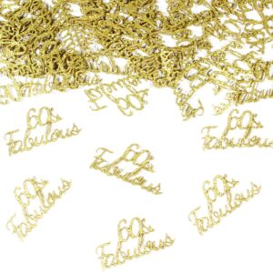 Happy 60th Birthday Confetti Glittery 60&fabulous Birthday Decorations Gold Table Scatters for Wedding Anniversary Decor Supplies 100PCS