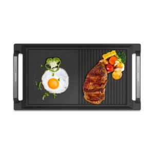 gasland rectangular 2-in-1 cast iron grill/griddle pan with handles, non-stick & non-rust coating for induction cooktop