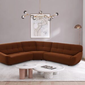 113'' Modular Sectional Sofa, Sherpa Lamb Fabric Original Design L Shaped Couch, 5 Seat Modern Corner Sofa with 3 Pillow for Living Room, Villa, Office (113''-Dark Orange)