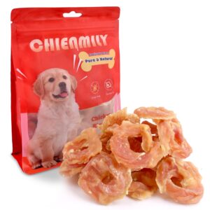 chienmily chicken jerky rings dog treats, single ingredient natural chews, high protein & grain free training treats, dog chewy training snacks for small medium large dogs, 11.6 oz