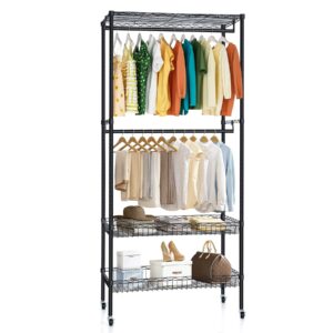 BVBOX Clothing Rack, Robust Wardrobe Organizer with 700LBS Load Capacity, Adjustable Metal Garment Rack for Hanging Clothes - Wire Closet Rack for a Sturdy Wardrobe （31" W x 70" H x 117" D）