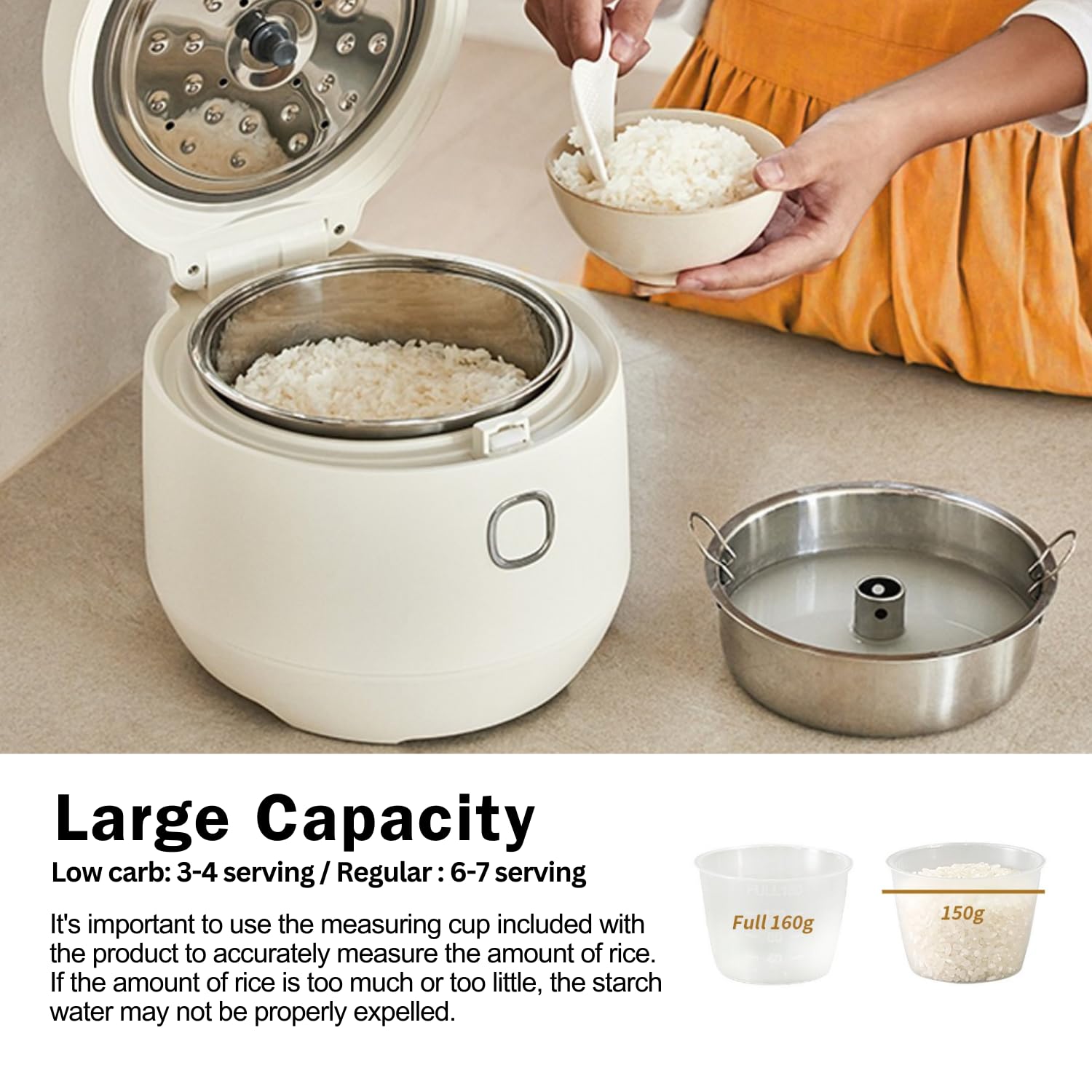 BANU Low Carb Rice Cooker - 4 Cups(white rice), 2 cups(Low carb rice) 7 Preset Functions, 20-Hr Timer, Led Touch, Auto Keep Warm - Healthy Cooking for Keto and Low Glycemic Diets - White / 8-Cup (Cooked) (4-Cup UNCOOKED) Digital Rice Cooker and Food Steam