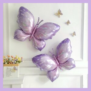 Enanal Purple Butterfly Balloon Garland Arch Kit, 158pcs Purple Chrome Gold Balloons with Butterfly Foil Balloons for Girl Birthday Baby Shower Party Supplies Bridal Shower Wedding Decoration (Purple)