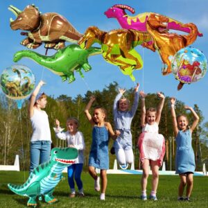 8 Pieces Dinosaur Balloons 46 Inch Dino Foil Balloons Dinosaur Birthday Party Mylar Helium Balloons for Kids Birthday Baby Shower Jungle Dinosaur Theme Party Decorations Supplies