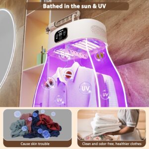 GloExo Powerful Heating Portable Cloth Dryer,Mini Electric Machine for Apartment Laundry Travel RV,UV/Time Set/2 Modes/Quiet/Safety/Save Electricity,Let Cloth Bask in the Sun,Quick Easy to Use