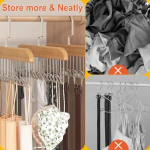 Plowatxi Belt Hanger for Closet 2 Pack Belt Hanger with 16 Hooks, Sturdy Wooden Non-Slip Belt Holder for Closet Space Saving Belt Organizer for Closet Rotating Display Belt Rack for Bra Hat Tank Tops