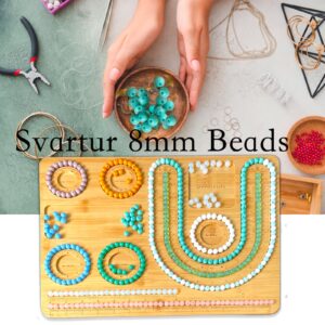 Svartur Bead Board with Beads, 1200 Pcs 8mm Glass Beads & Bead Board with case, Complete Jewelry Making Beading Set