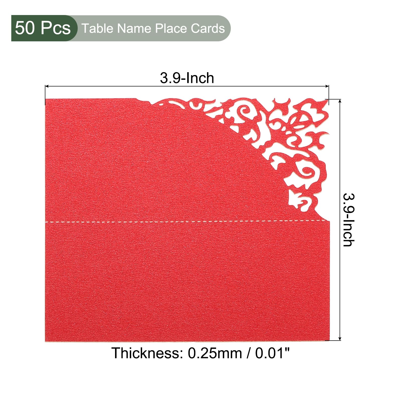 YOKIVE Place Cards for Table Setting, 50Pcs Name Cards Wedding Place Cards Table Place Cards Blank Hollow Card for Wedding Reception Dinner Party, Red