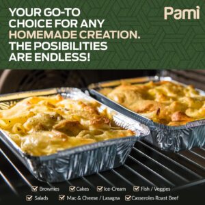 PAMI Aluminum Food Containers With Lids Half Size, Deep [Pack of 25] - 9”x13” Oven & Freezer Safe Tin Food Trays- Aluminum Baking Pans With Lids For Grill, Roast, BBQ- To Go Foil Takeout Containers