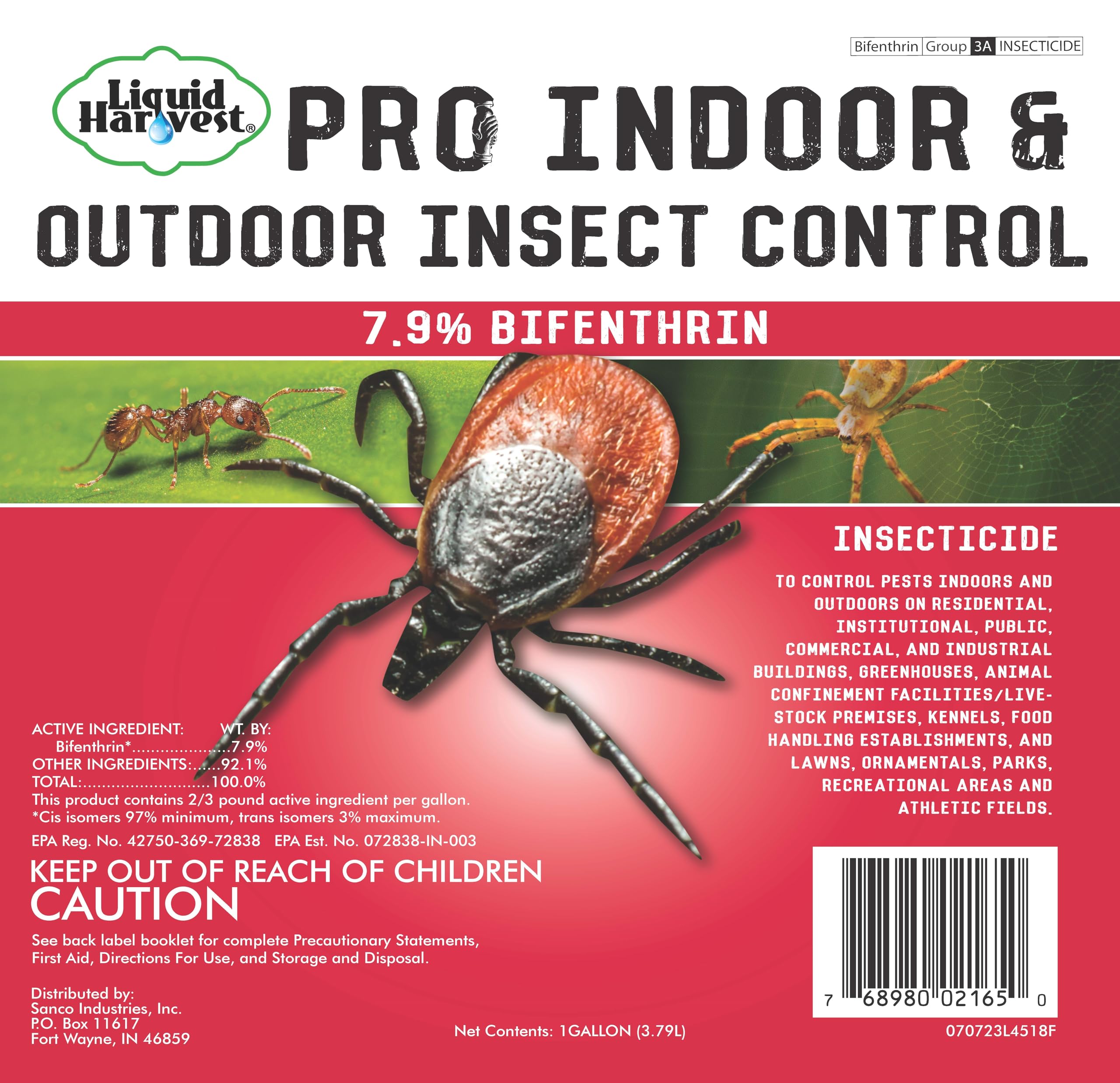 7.9% Bifenthrin Insecticide - Gallon - (Compare to Leading Brands) – Professional Insect Control - Kills on Contact - Fire Ants, Ticks & More