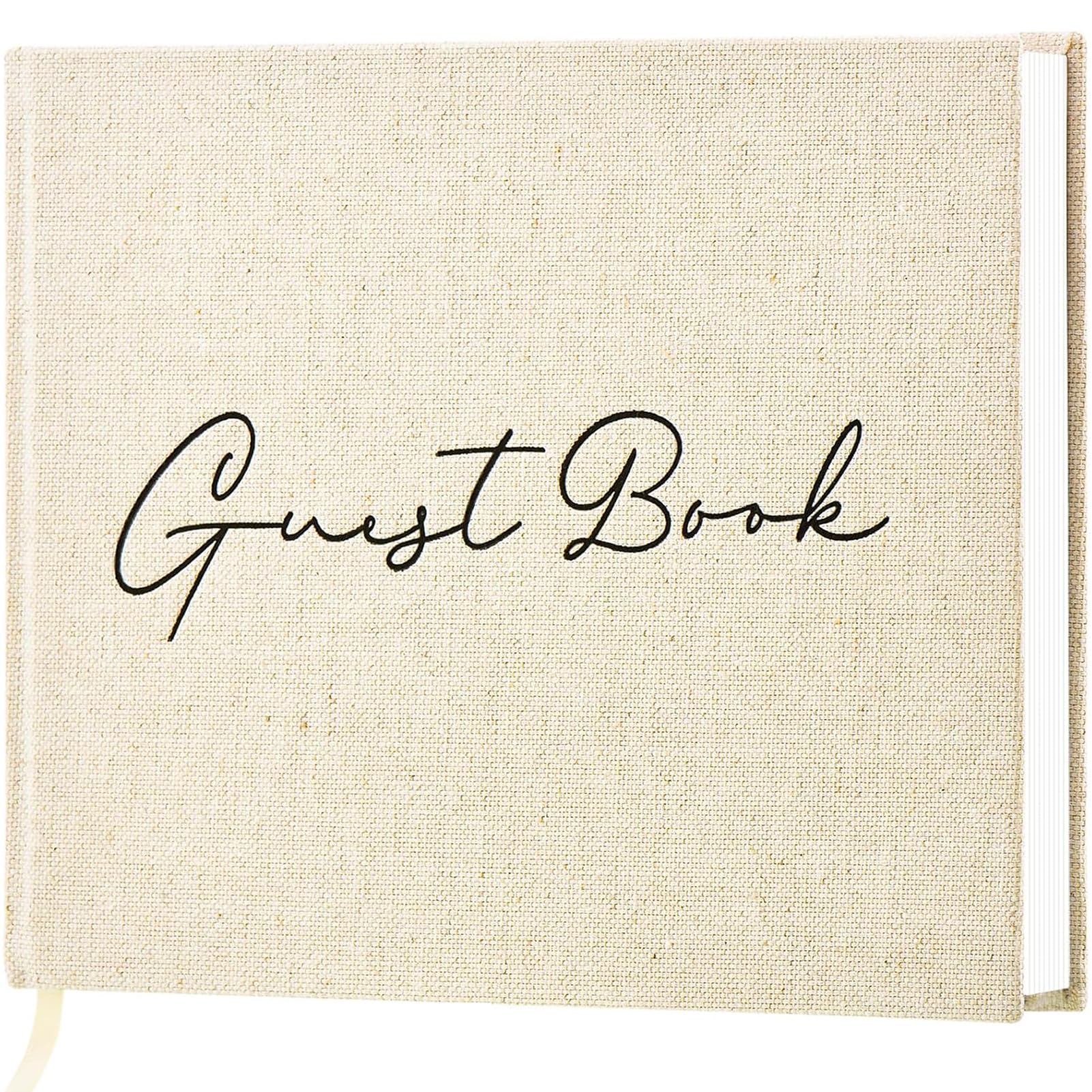 Lankaiva Wedding Guest Book, Guest Book Wedding Reception - Classic Baby Shower Guest Book, 100 Blank Pages for Bridal Shower Birthday Graduation Sign in and Photos, Beige