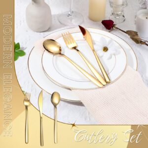 Lemosae 240 Pcs Gold Silverware Set Service for 80 Stainless Steel Flatware Set Gold Flatware Gold Cutlery Gold Forks Knives and Spoons Set for Wedding Parties Kitchen Restaurant Home, Dishwasher Safe