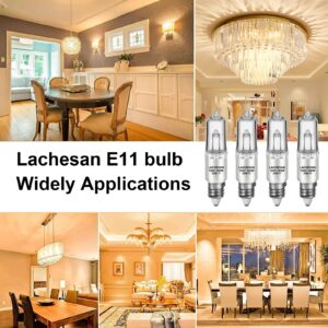 Lachesan JDE11 120v 100w, E11 Halogen Bulb（Replacement E11 Led Bulb） T4 Mini Candelabra Base, 2700K Warm White Dimmable for Chandeliers, Ceiling Fan, Table Lamps, Cabinet Lighting, 4 Pack