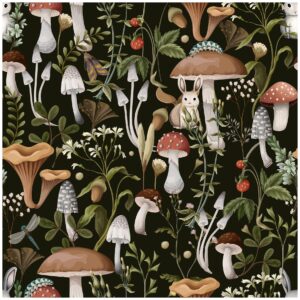 mileper mushroom wallpaper peel and stick wallpaper boho black wallpaper 17.7" x 78.8" self adhesive removable wallpaper leaf forest wallpaper mushroom contact paper for countertops decor