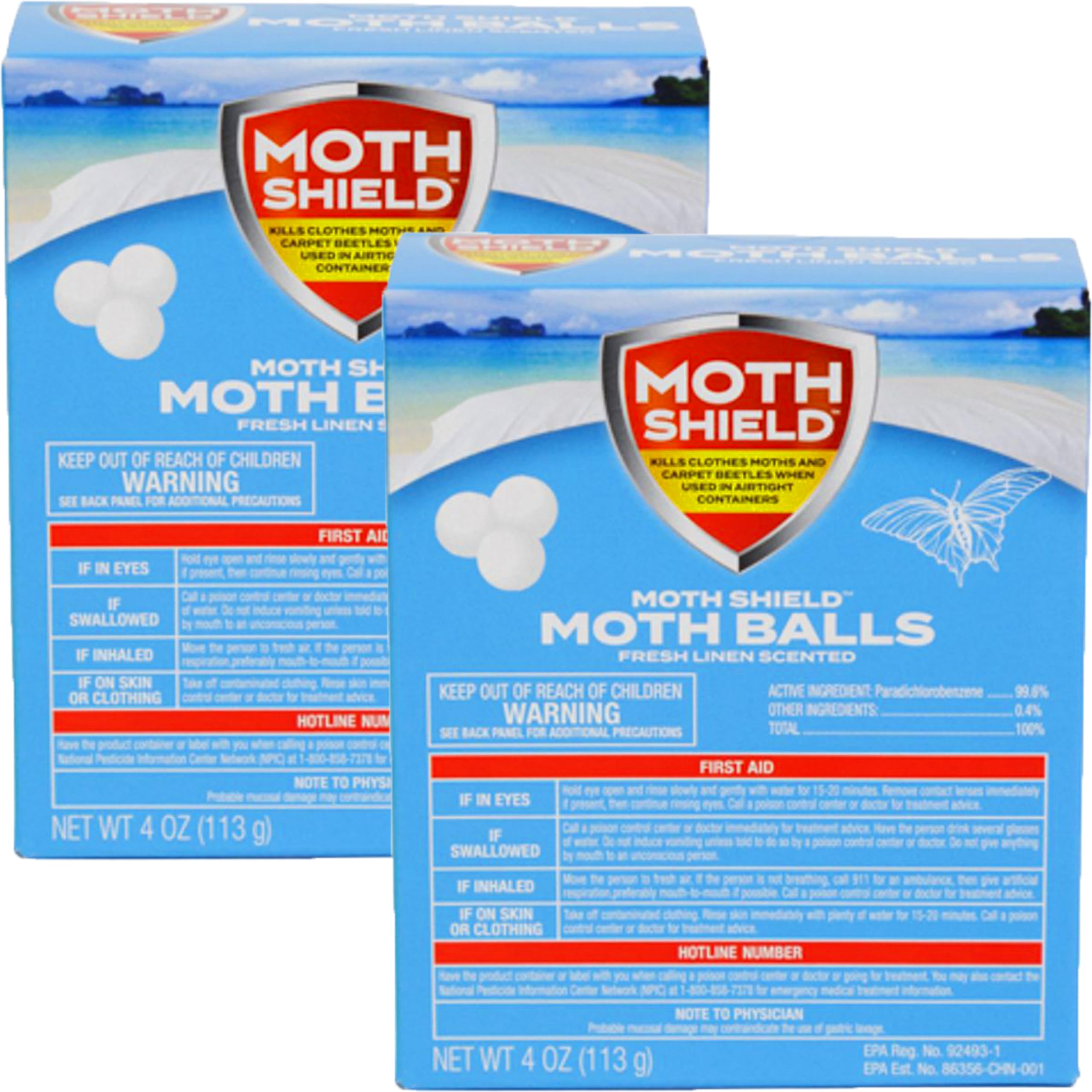 Moth Shield Moth Ball Traps for Clothes, Furniture, Carpet and Pantry Moths, Fresh Linen Scented, 4 Ounce Box (Fresh Linen, 4 Ounce (2 Pack))