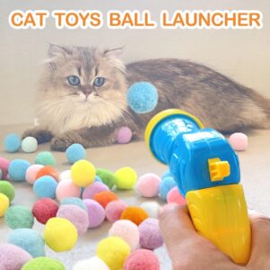 31Pcs Cat Ball Toy Launcher Gun, Cat Balls Fetch Toy, 30Pcs Plush Fuzzy Balls Launcher Cat Toy for Cats with 1 Gun, Funny Interactive Cat Toys for Bored Indoor Adult Cats, Cute Kitten Kitty Toys