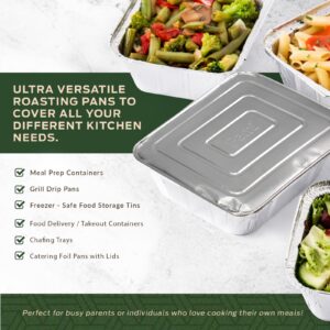 PAMI Aluminum Food Containers With Lids Half Size, Deep [Pack of 25] - 9”x13” Oven & Freezer Safe Tin Food Trays- Aluminum Baking Pans With Lids For Grill, Roast, BBQ- To Go Foil Takeout Containers