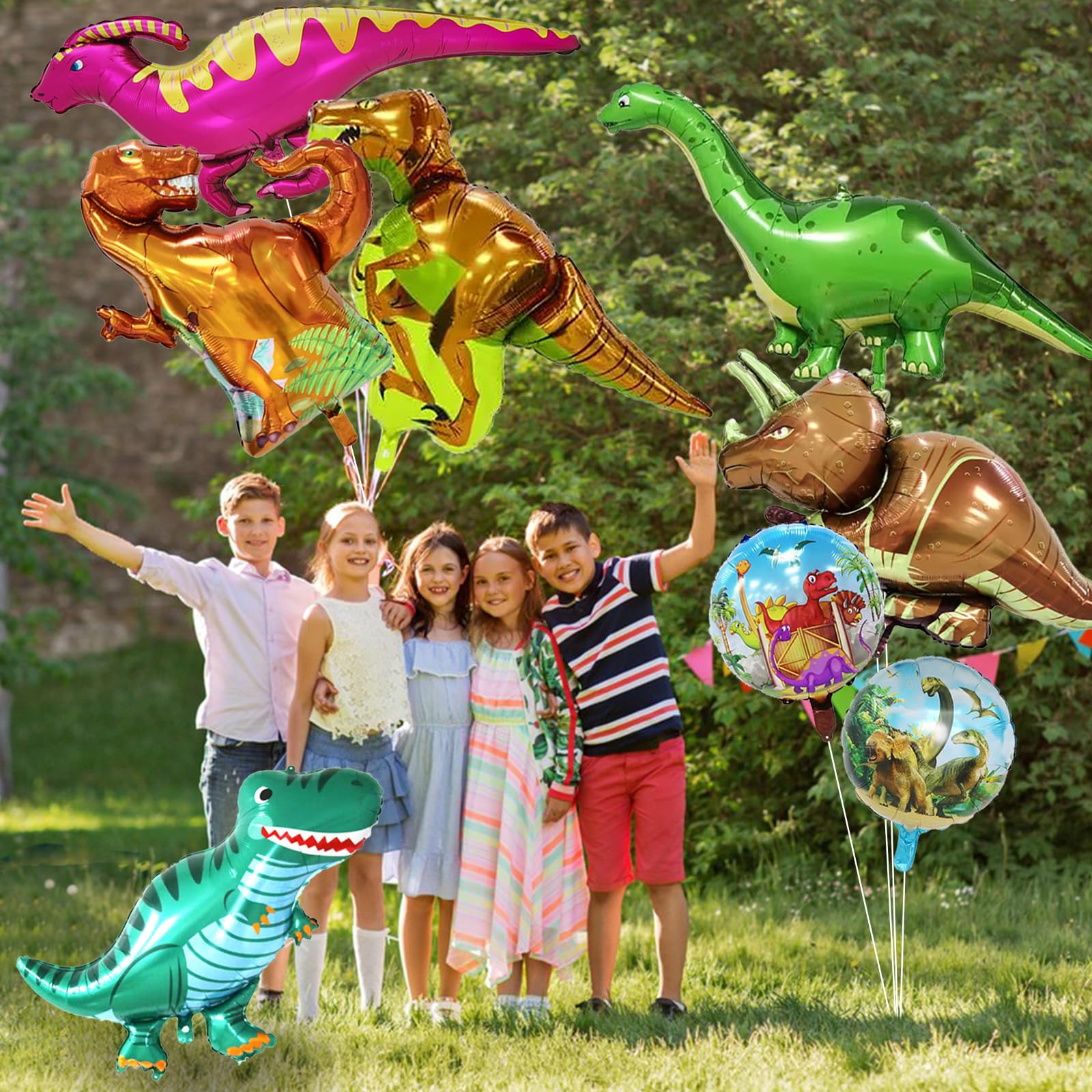 8 Pieces Dinosaur Balloons 46 Inch Dino Foil Balloons Dinosaur Birthday Party Mylar Helium Balloons for Kids Birthday Baby Shower Jungle Dinosaur Theme Party Decorations Supplies