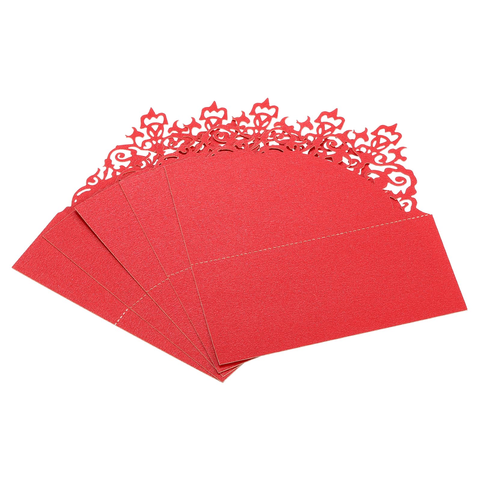 YOKIVE Place Cards for Table Setting, 50Pcs Name Cards Wedding Place Cards Table Place Cards Blank Hollow Card for Wedding Reception Dinner Party, Red