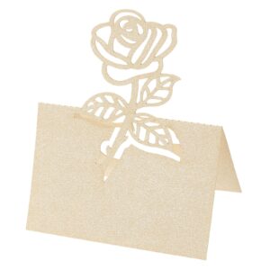 yokive place cards for table setting, 50pcs name cards wedding place cards table place cards rose blank card for wedding reception dinner party, beige