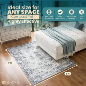 Istana 5x7 Rugs - White Cream/Grey Area Rug - Kid & Pet Friendly Living Room Area Rugs 5x7 - Non Shedding Plush Area Rugs 5x7 - Foldable 5x7 Rugs for Bedroom - Eco-Friendly 5x7 Washable Area Rug