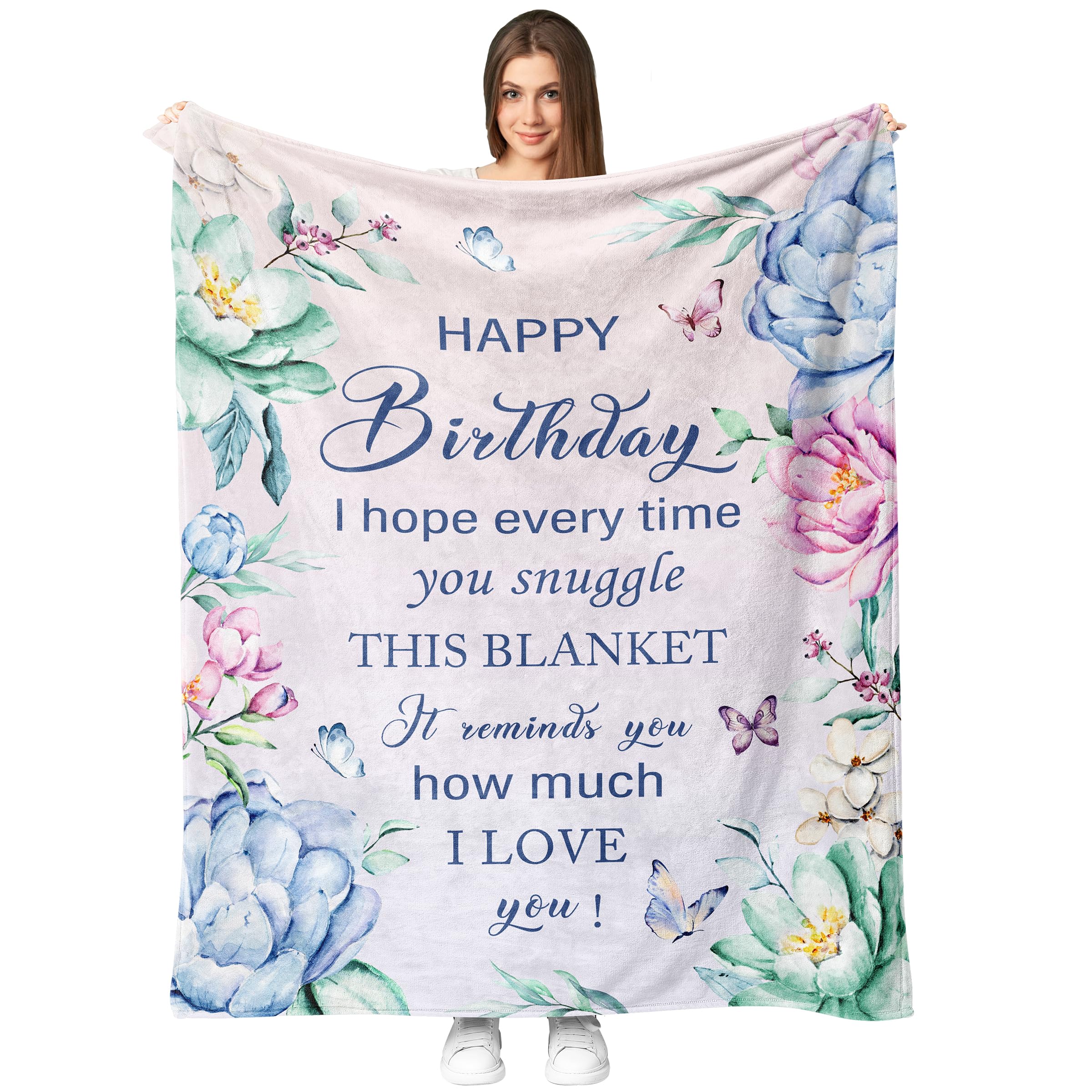 Fouca Birthday Gifts for Women Teen Girls Throw Blanket 60"X50", Best Friend Birthday Gifts, Gifts for Women Birthday Unique Friend, Birthday Gifts Ideas, Happy Birthday Decorations