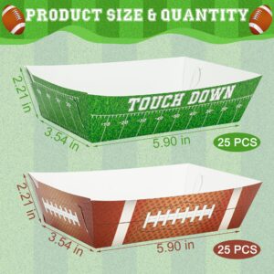 Helimoto 50PCS Super Bowl Party Supplies, Football Paper Snack Tray, Large Disposable Food Tray, Party Snacks Serving Trays for Taco Fries Hot Dog Super Bowl Decorations 2024 Party Favors Table Decor