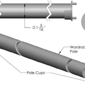 Matte Brass 1 5/16 Inch Diameter Round Wardrobe Closet Rod Tube with Two End Caps and Installation Screws, Gauge 14 Thickness for Clothes Hanging (36 INCH)