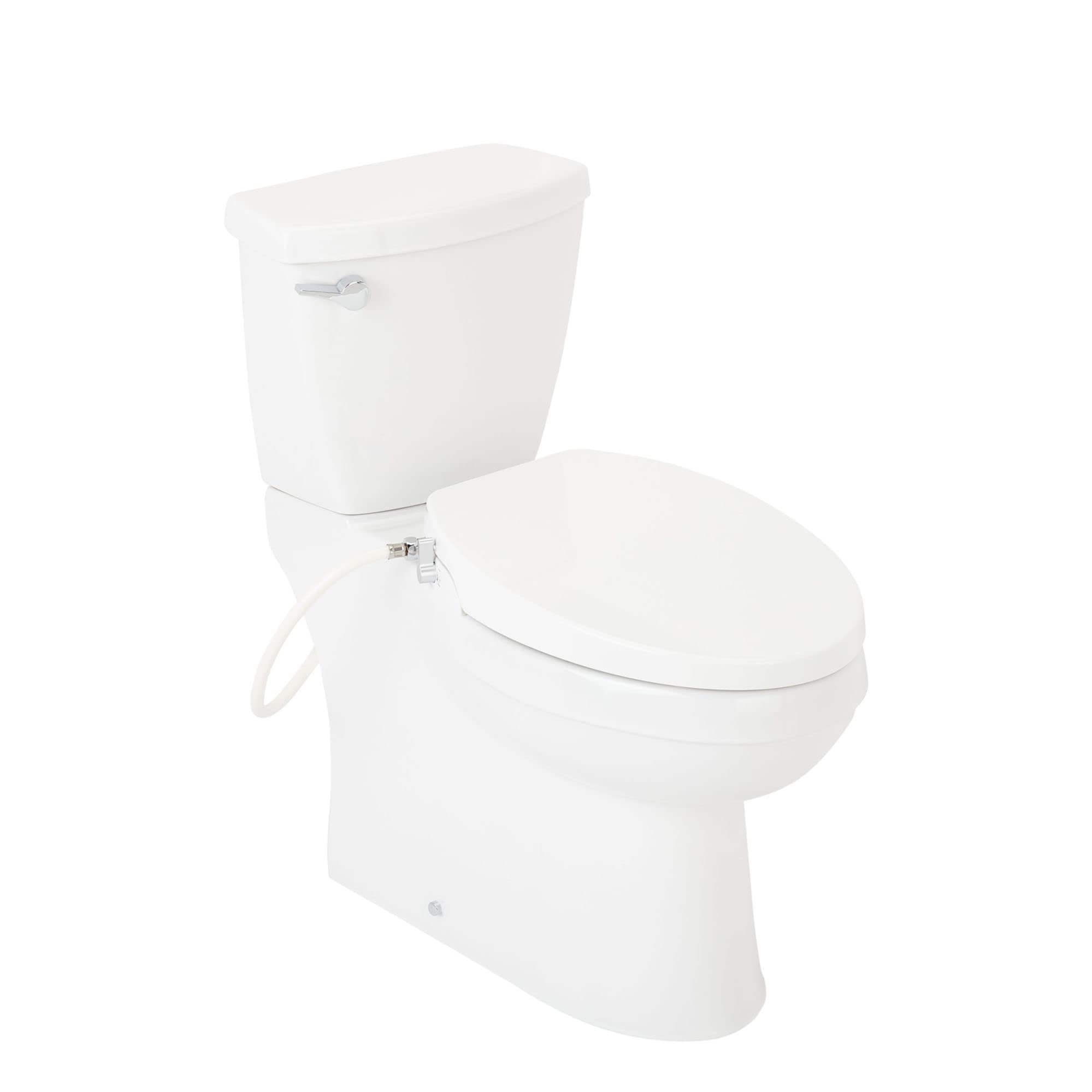 Signature Hardware 481680 Bradenton 1.28 GPF Two Piece Elongated Toilet - Bidet Seat Included, ADA Compliant - White