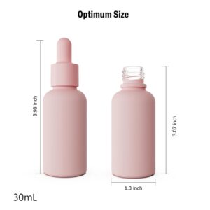 Jagolain 1oz 24pack Pink Glass Dropper Bottle Glass Bottles Empty with Funnels, 30ml Eye Dropper Bottles for Essential Oils, Cuticle Oils, Body Oils, Tincture Bottles (24pack pink)