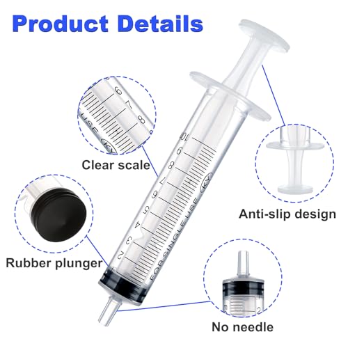 Amabro 5pcs Plastic Syringes - 1ml, 3ml, 5ml, 10ml, 20ml, No Needle Measuring Syringe Reusable Syringes for Scientific Lab Dispensing Liquid Measuring Watering Pet Feeding Oil or Glue Applicator