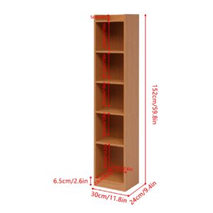 4HOMART 59.8” Tall Narrow Bookcase Modern Corner Bookshelf Display Shelves with Storage 6 Tier Cube and Top Display Layer for Home Office