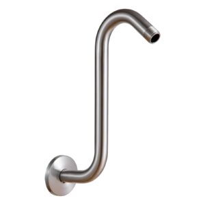 offo shower head extension arm 8 inch, brushed nickel s shaped shower arm with flange high rise goose neck shower arm extension