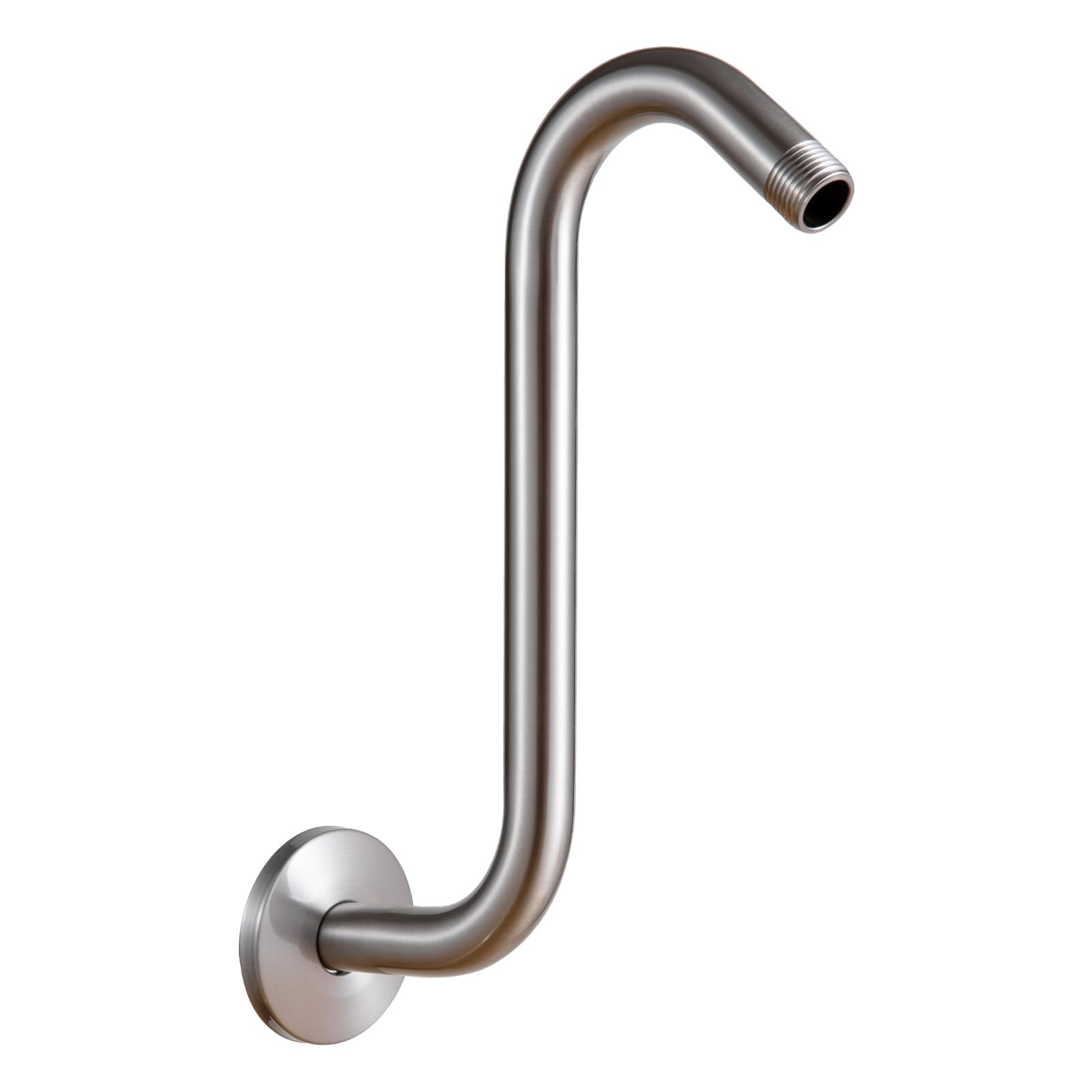 OFFO Shower Head Extension Arm 8 Inch, Brushed Nickel S Shaped Shower Arm with Flange High Rise Goose Neck Shower Arm Extension