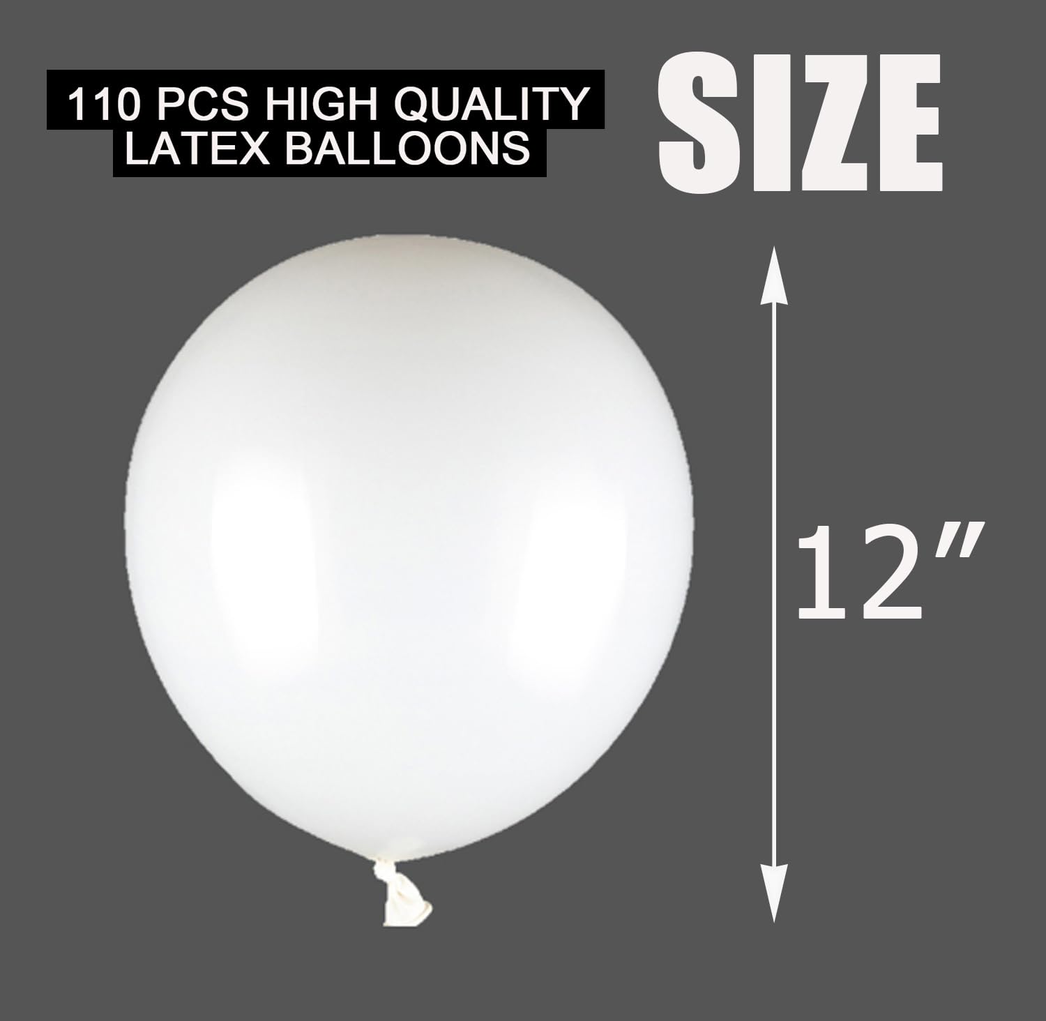 110pcs White Balloons, 12inch Latex Party Balloons, Birthday Baby Shower Gender Reveal Graduation Party Decorations(2 White Ribbons)