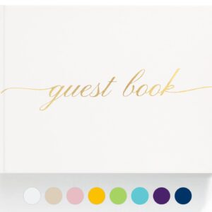 ZICPERY Elegant Wedding Guest Book - Perfect for Wedding Receptions, Baby Showers, Birthdays and Special Events - Polaroid Guest Book with 110 Lined Pages for Sign-in and Photos -Hardcover (White)