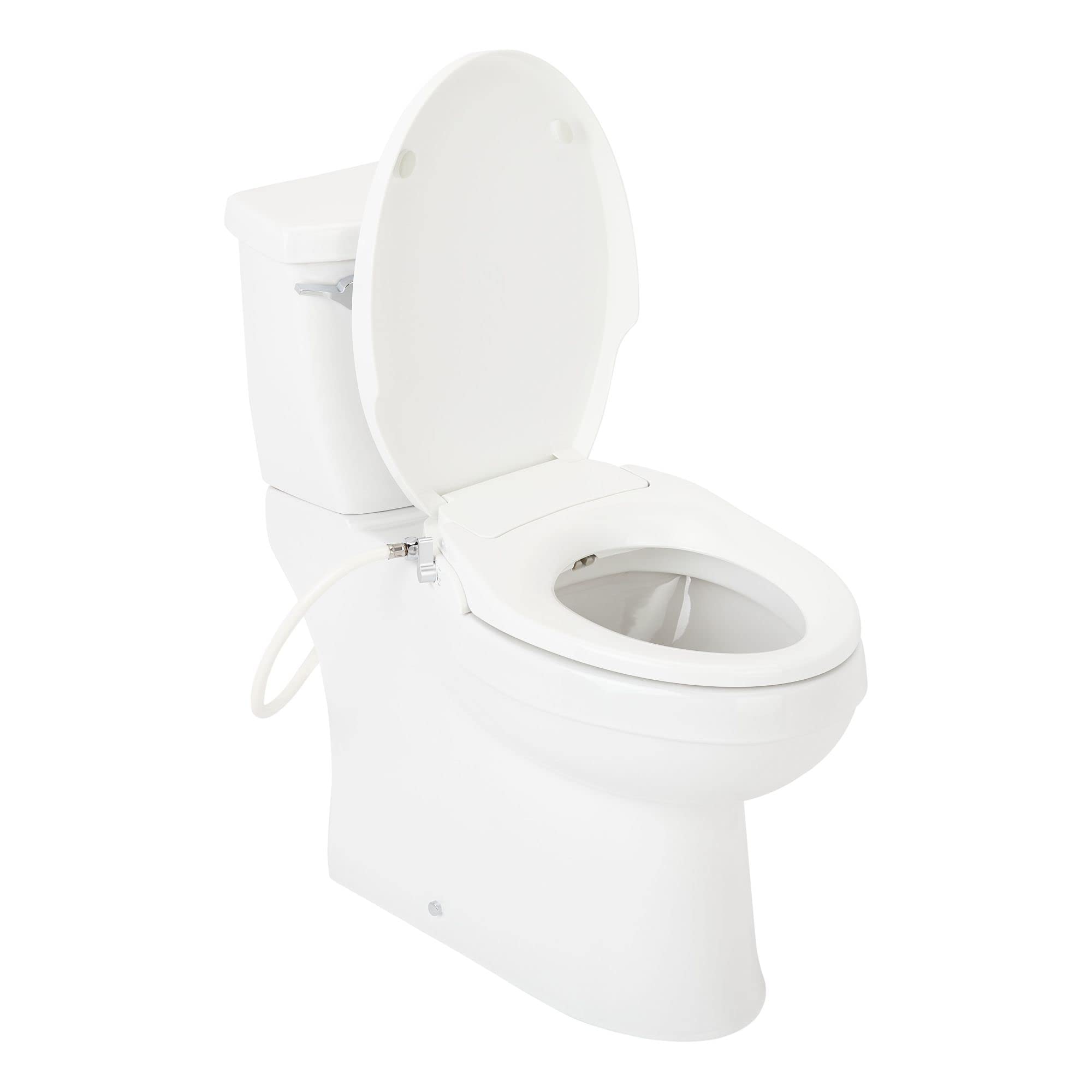 Signature Hardware 481680 Bradenton 1.28 GPF Two Piece Elongated Toilet - Bidet Seat Included, ADA Compliant - White