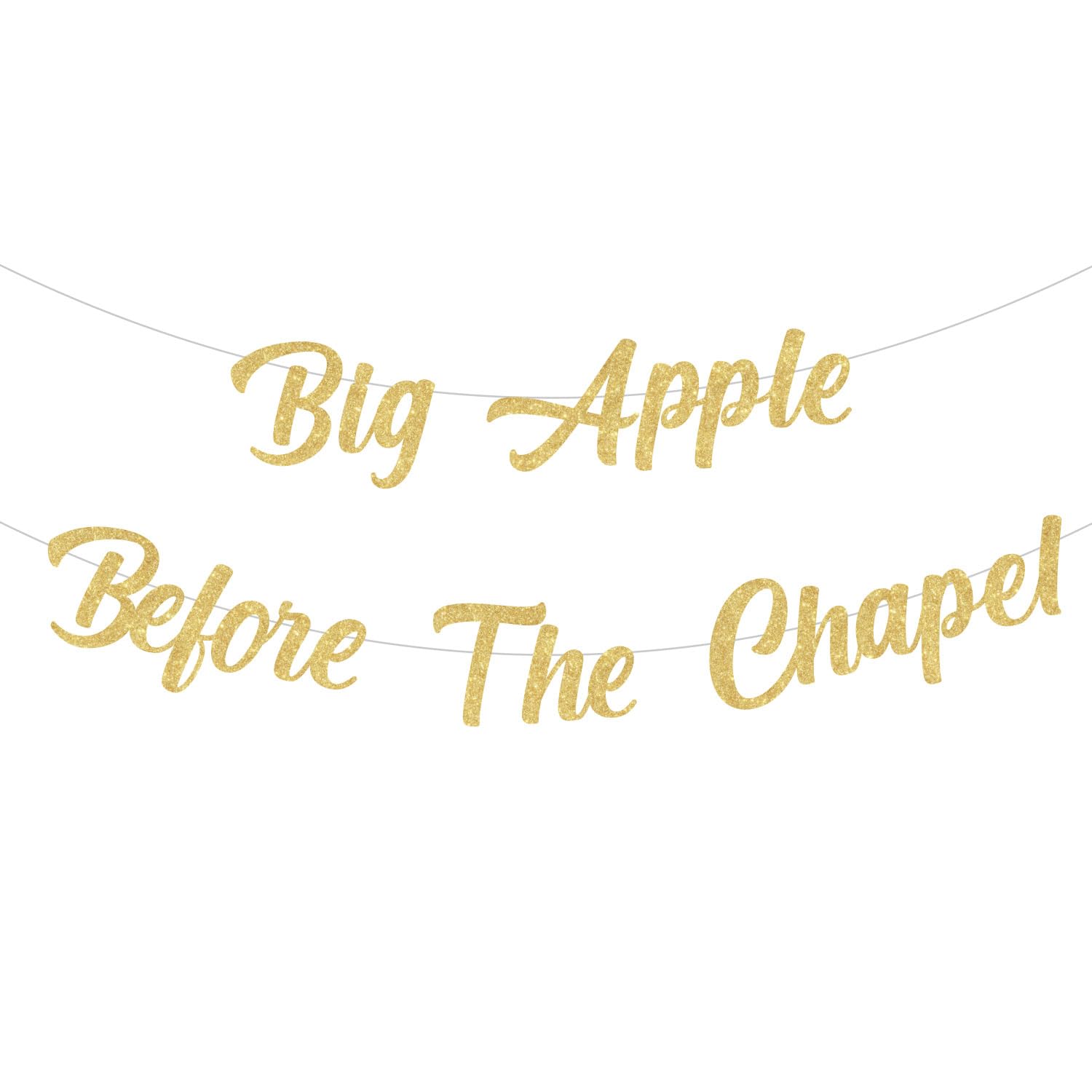 Big Apple Before The Chapel Bachelorette Banner Decoration, Gold Glitter Letter Banner for Bridal Shower Engagement Wedding Hen Party Supplies