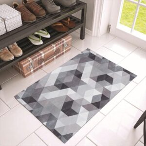 Casanta Living Machine Washable Rug - Geometric Abstract Area Rug - Neutral Gray Rug for Living Room, Bedroom, Entryway - Grey and Ivory White - 6x9