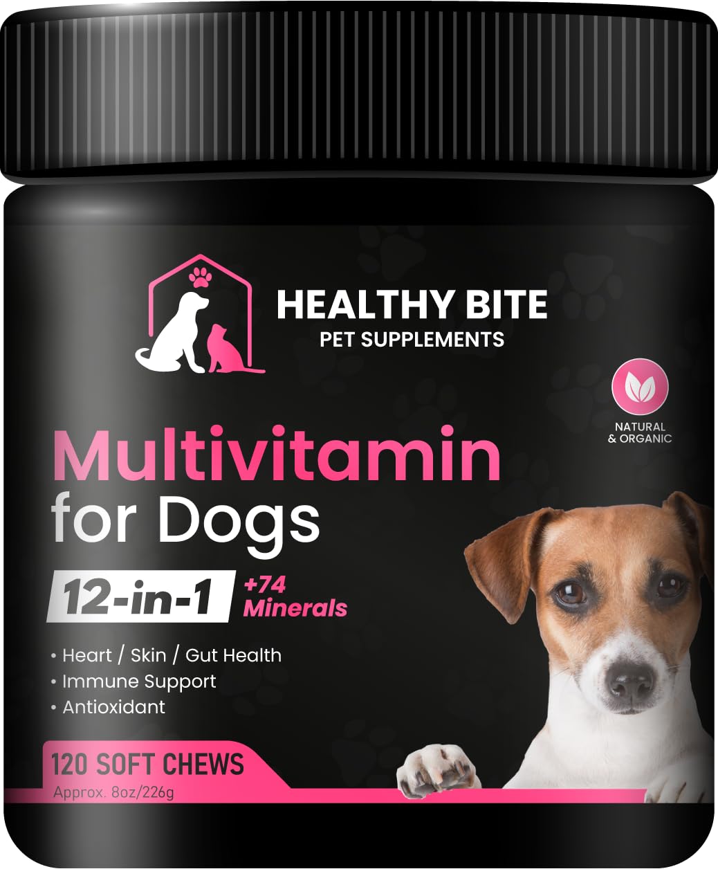 Healthy Bite 12 in 1 Multivitamin for Dogs - Dog Skin and Coat Supplement, Immune Support for Dogs, Pet Vitamins Dogs, Calcium for Dogs, Vitamin for Dogs Made in USA - 120 Count