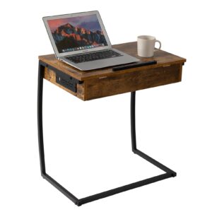 hadulcet c table end table with charging station, tv tray table, couch tables that slide under, c shaped side table with storage, laptop stand for couch, small table couch desk for small spaces